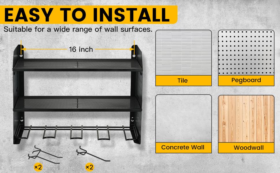 TRZZ Men's Room Accessories Portable Tool Storage Rack with 8-Port Power Strip 3-Layer Tool Gun Rack Saw Blades Drill Bits Cordless Drill Fixture Storage Box Tool Holder Gift Heavy Duty