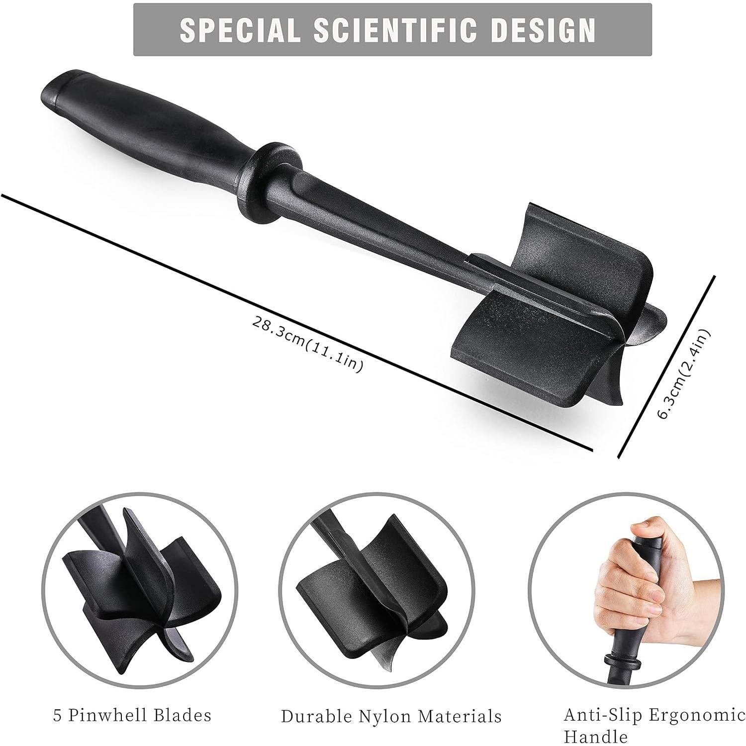 Meat  Masher for  and Hamburger Meat, Heat Resistant 5 Curved   Smasher, Nylon Meat Spatula Hamburger , Mix and Chop Kitchen Tool
