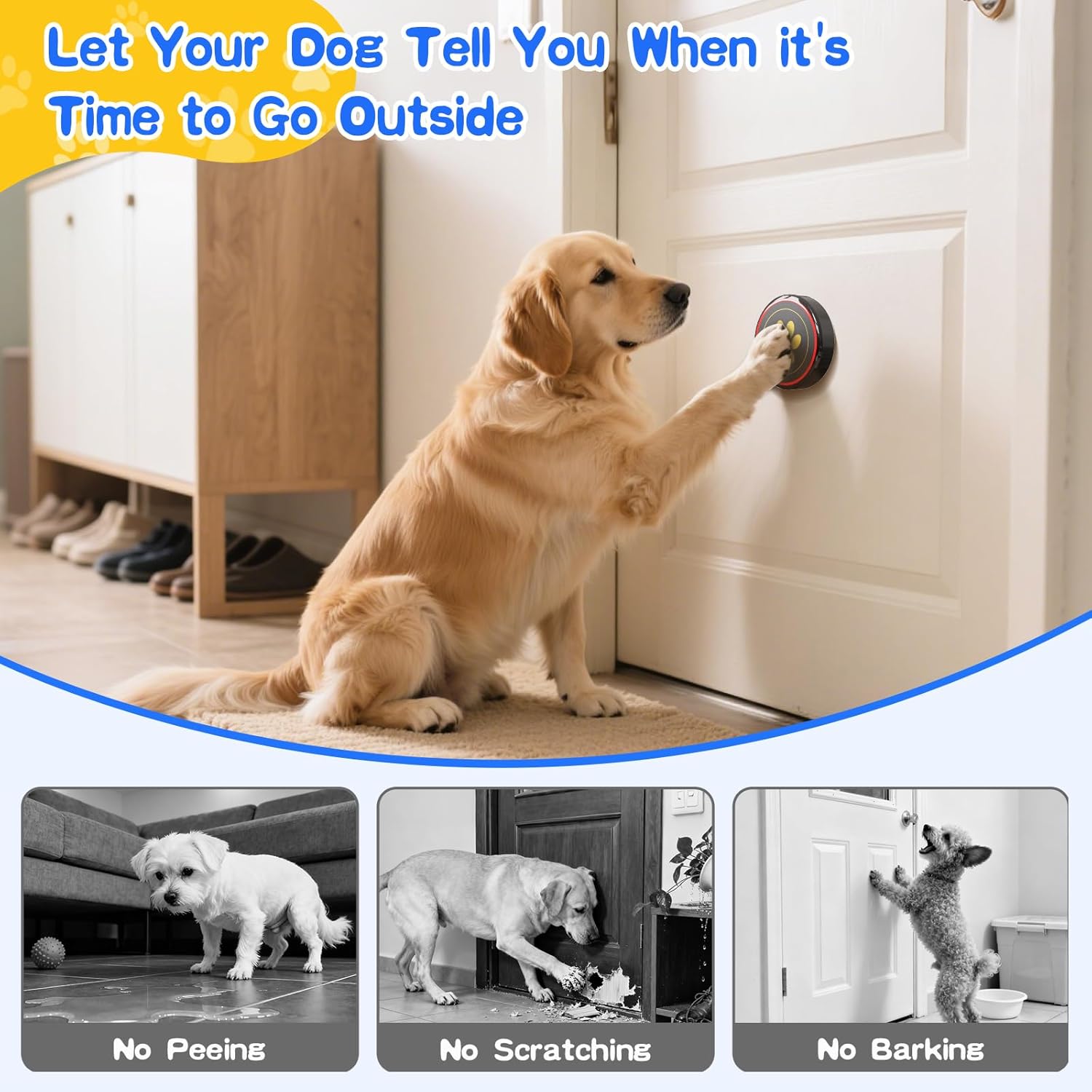 Bells for Door,   Doorbell for Potty ,  Bells to Go Outside,  Potty  with  Button, 55 Chimes & Adjustable Volume