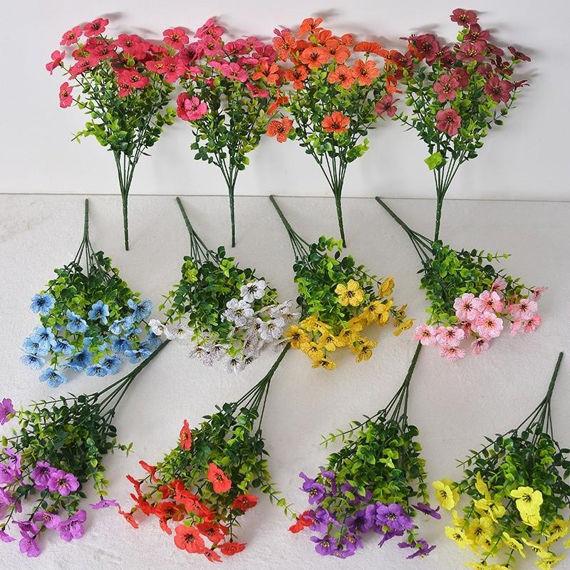 Artificial Flower ( 12/24pcs/set ) ，Mixed Color UV Resistant Fake Flower, Decorative Faux Flower Plant for Home & Garden & Yard，Outdoor Flowers,home decor（without Pot）
