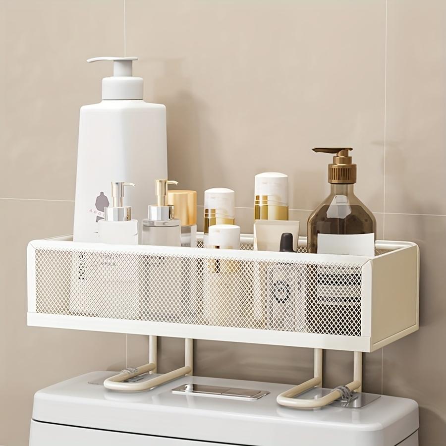 Wrought Iron Bathroom Shelf - Fine Mesh Shower Caddy - Toilet Top Paper Storage Rack - Portable Shower Shelf - Bathroom Accessories - Suitable for Toiletries & Cosmetics Storage and Organization - Washroom Accessories - Home Decor, Shelves