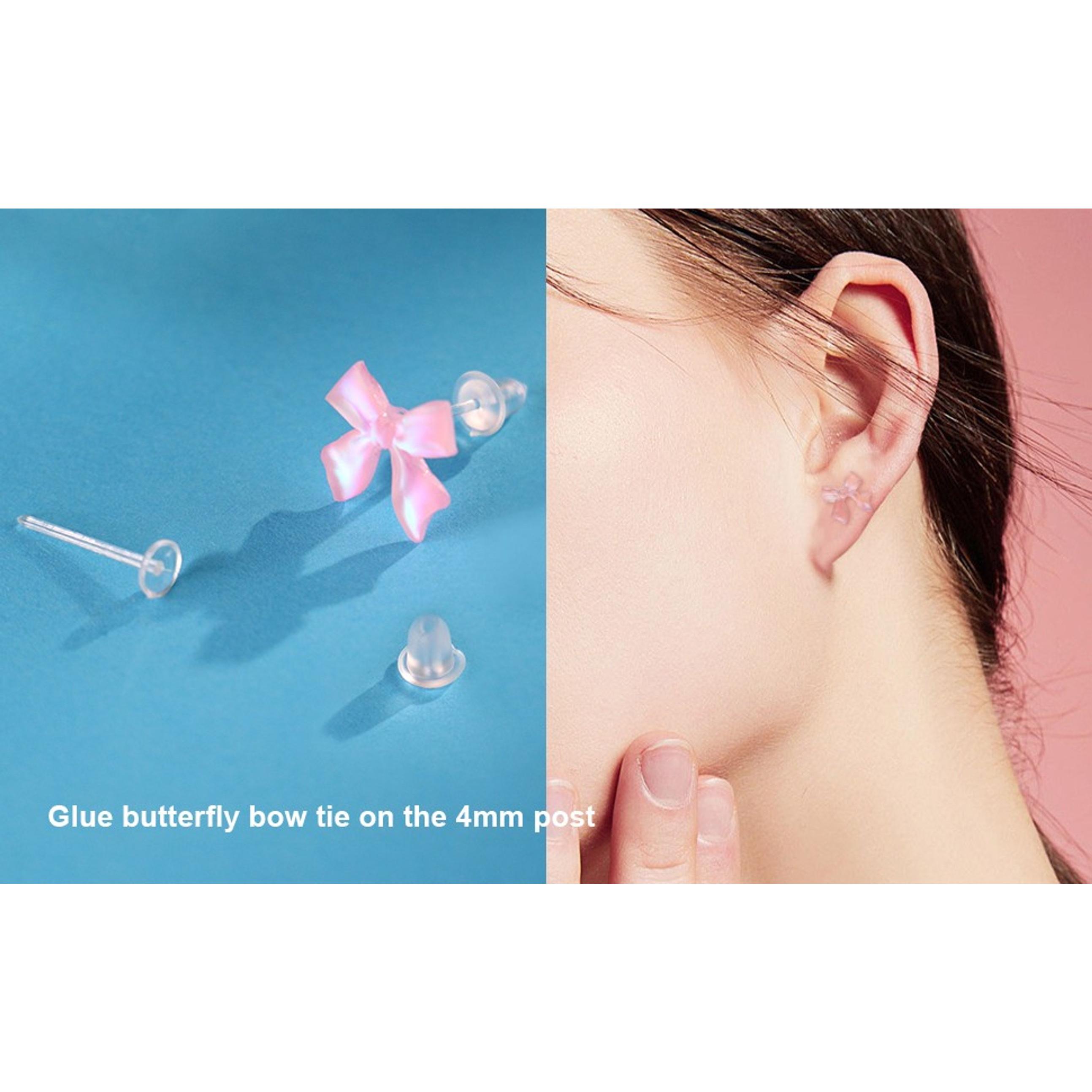 200pcs Hypoallergenic Clear Plastic Earring Studs + 200pcs Earring Backs – 18G Retainers for Sports, Surgery, Work & Sleeping – Transparent 2-Compartment Storage Box