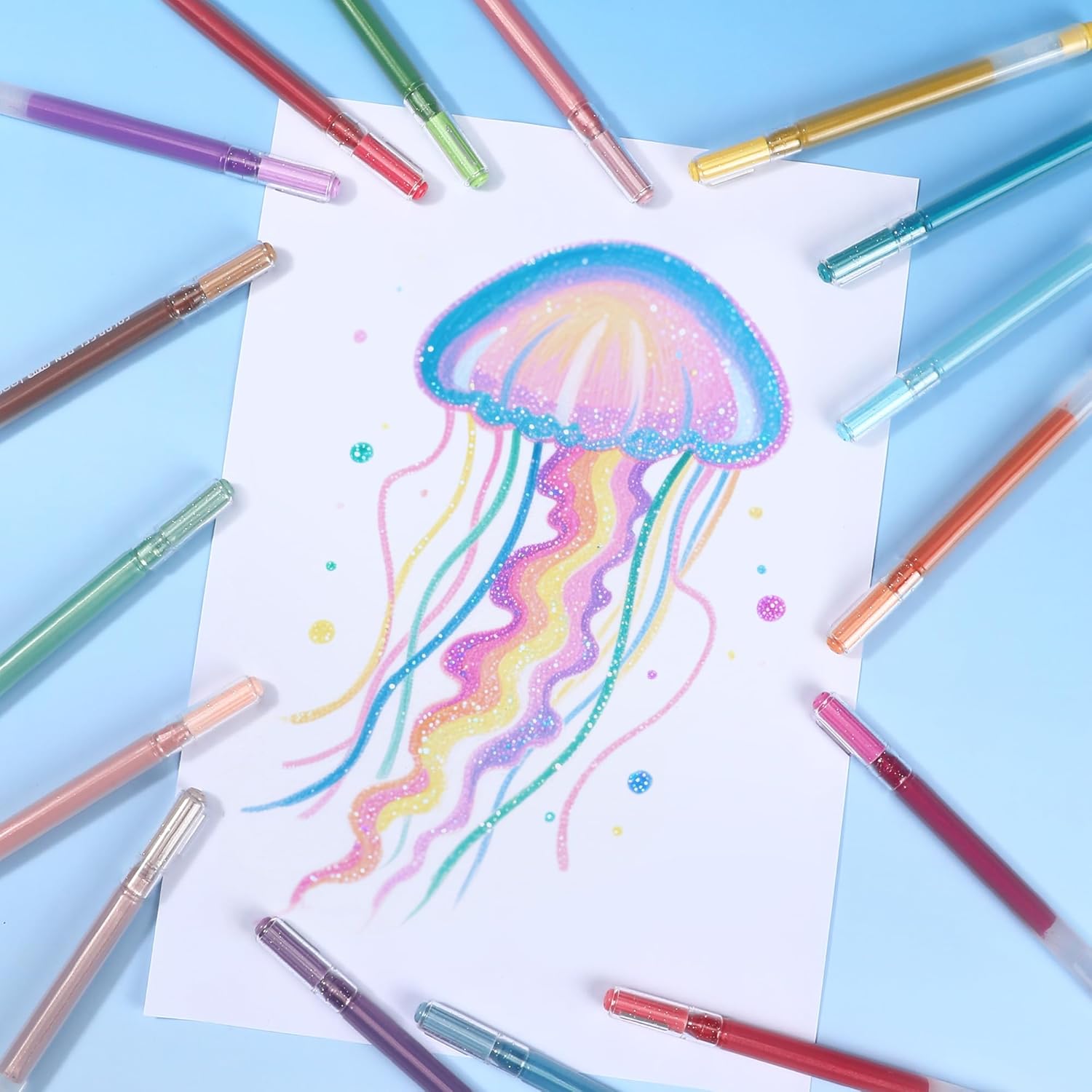 16/24/36/54/72 Color Glitter Gel Pen , Super Flash effec Gel Pens for Coloring Books Drawing Doodling, 1.0mm Colored Gel Pens DIY Birthday Cards