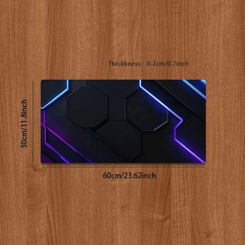 Durable Large Anti-Slip Rubber Mouse Pad, Blue Hexagonal Design, Gaming Office Desk Mat, Perfect Holiday Gift