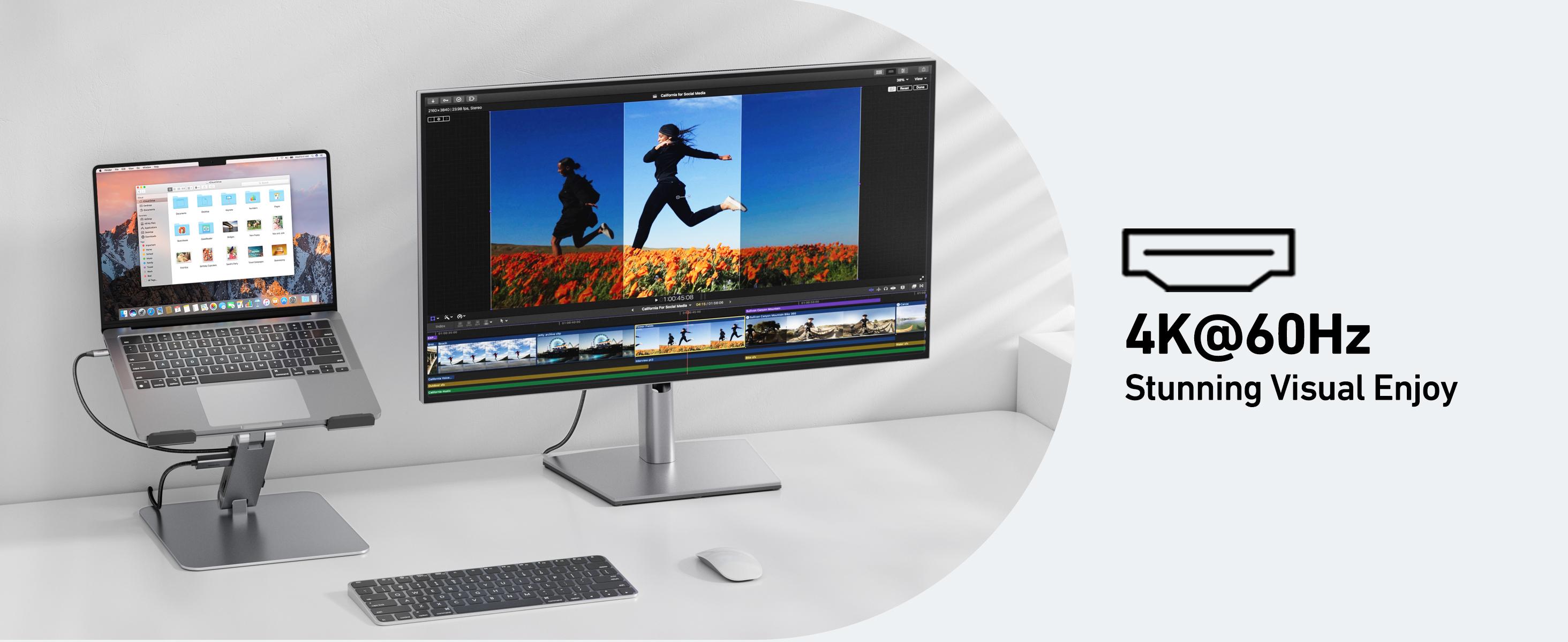 BENFEI Laptop Stand with USB C 7in1 Docking Station,HDMI 4K@60Hz,1*SD 1*Micro SD,100W Power Delivery,10Gbps 1*USB C 3.2 and 2*USB A 3.2 Compatible with MacBook Pro/Air, iPad Pro, XPS, Thinkpad