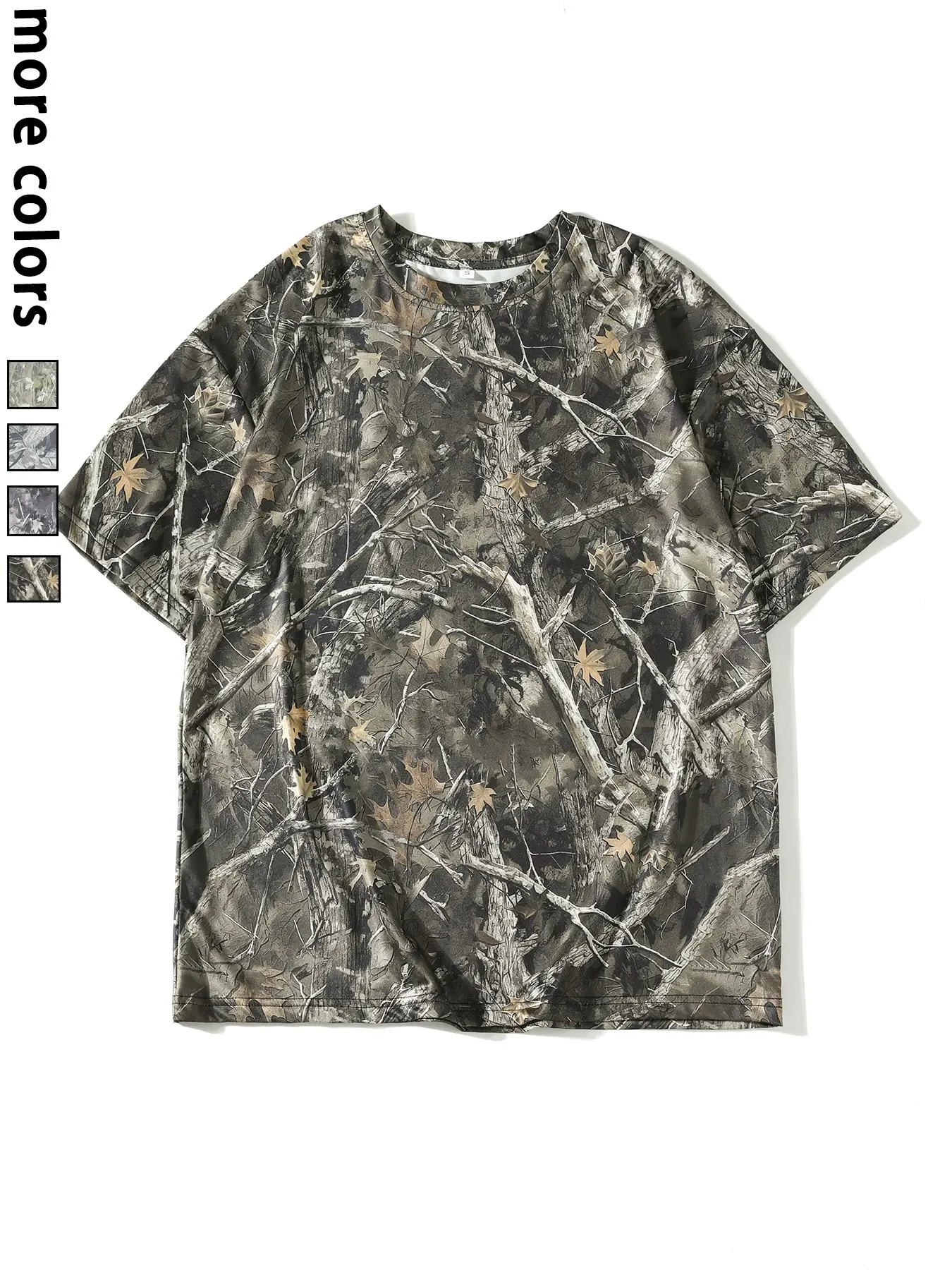 American Y2K Retro Camouflage Tree All-Over Print Round Neck Loose Short Sleeve T-Shirt, Women's Summer Casual Tee Tops Everyday Fashion Streetwear Top