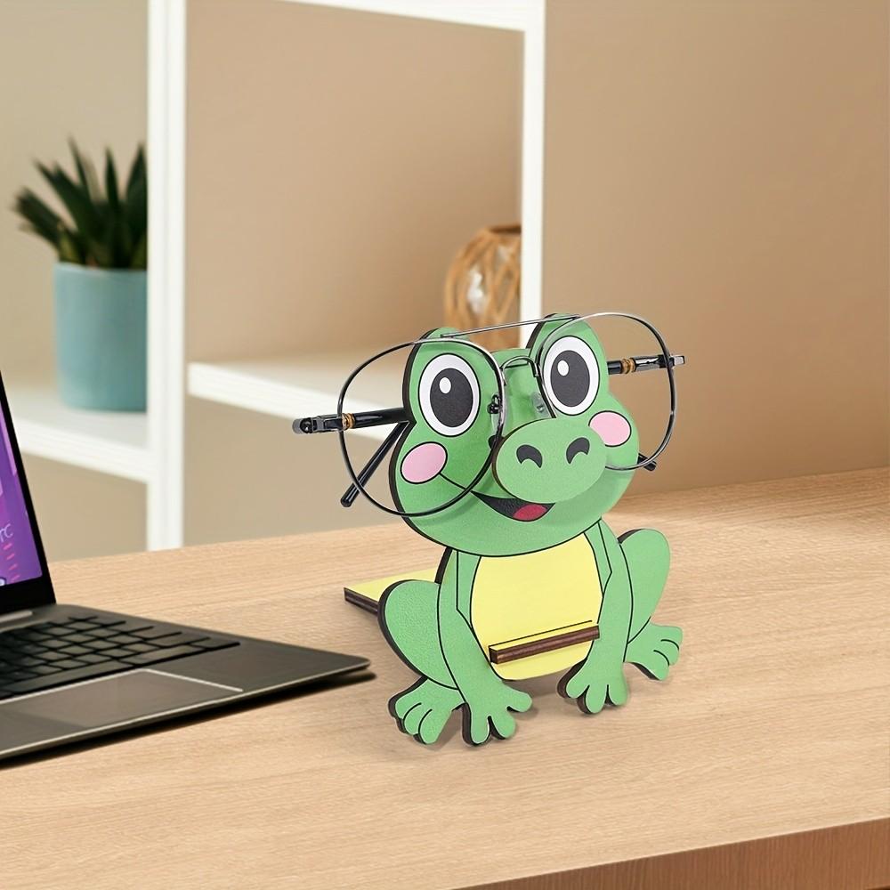 1 wooden glasses display stand - cartoon frog design, durable glasses stand, suitable for home and office decoration, cute frog glasses stand, frog decoration