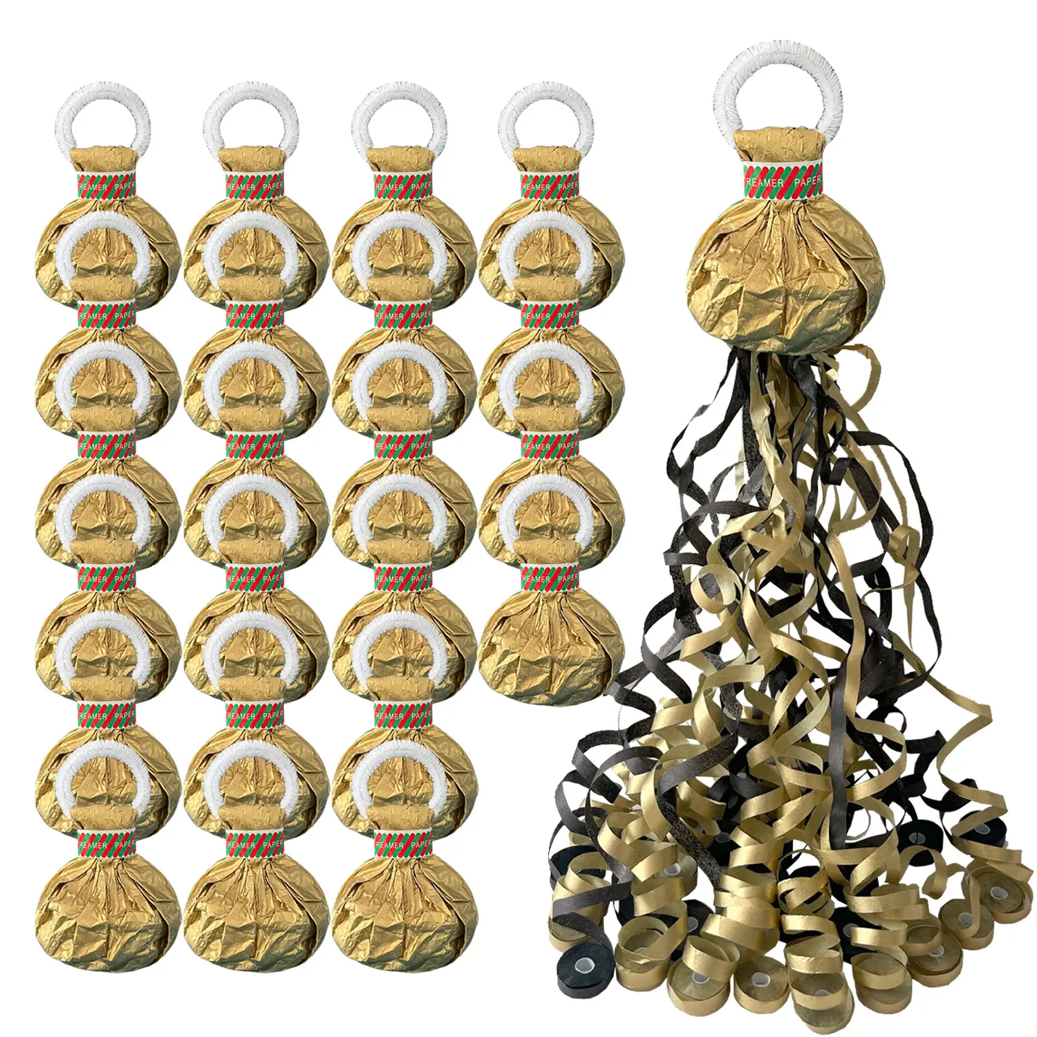 30PCS No Mess Confetti Streamers Party Poppers – Quiet Handheld Ribbon Launchers with Easy Cleanup, Ideal for Weddings, Birthdays, Festivals & Celebrations, Hand Thrown Streamers for Events