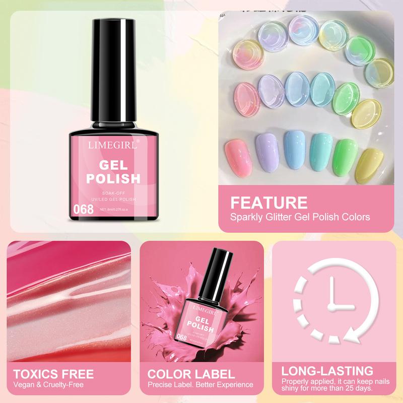 LIMEGIRL Gel Nail Polish Set with UV Lamp 35-Piece Classic Pink, White, Nude and Blue-Purple Gel Polish Set with Manicure Tools Suitable for All Seasons The Perfect Gift for Nail Enthusiasts