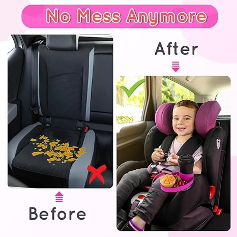 Car Seat Tray - for Cup Holders in 2.5”-2.8”,Easily Expands Snack Tray Cup Holder Tray into 360° Cup & Travel Tray for Kids Car Seat, Booster