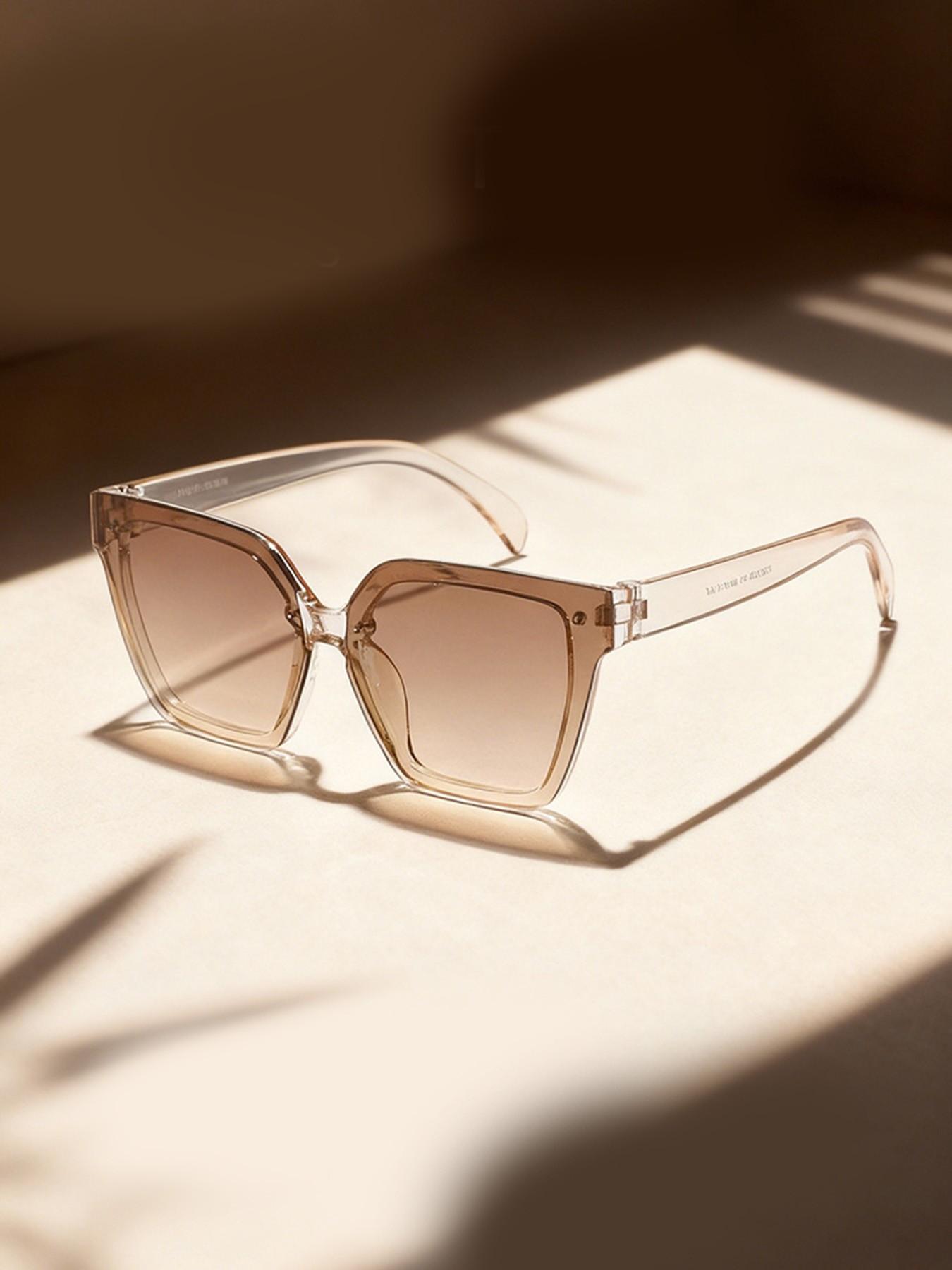 Unisex Square Frame Sunglasses, Casual All-Over Print Design, Decorative Lens, PC Material, Perfect for Daily Wear & Leisure