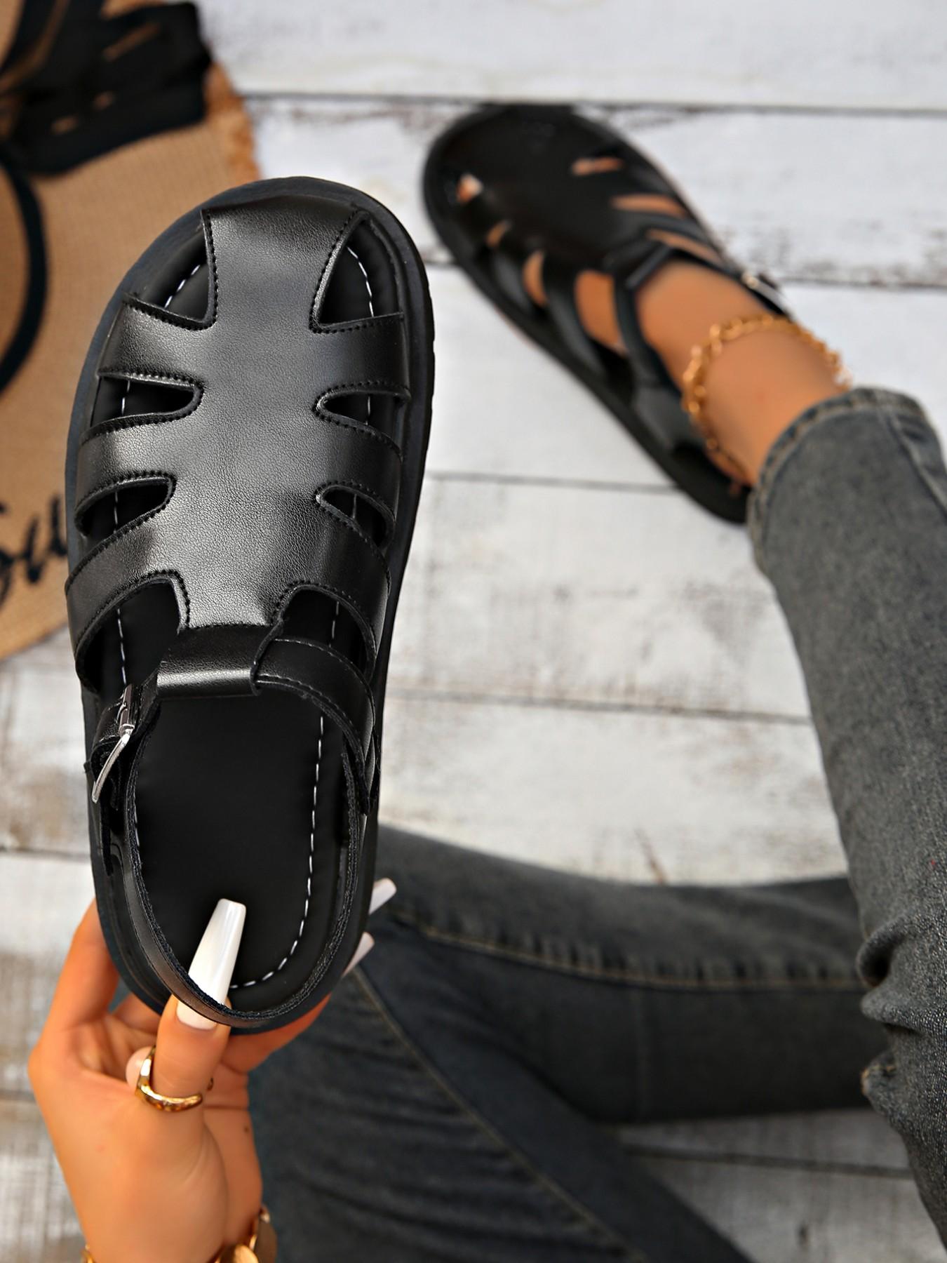 Thick Sole Sandals, Summer New Fashion, Versatile Toe Cover Roman Shoes, Height-Boosting Casual Beach Shoes, Trendy and Comfortable