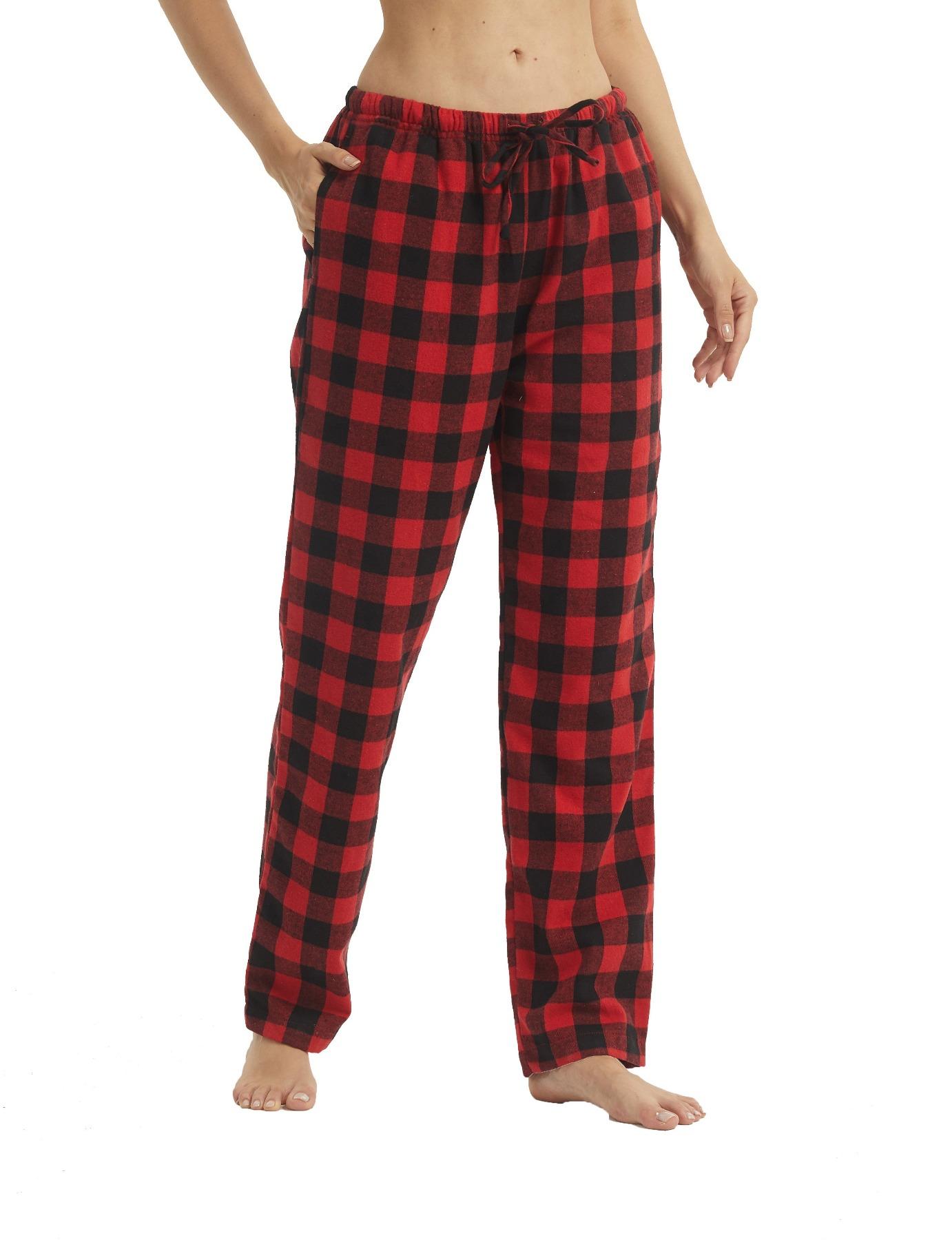 Women's Flannel Plaid Sleep Pants Soft Comfortable Indoor Home Long Pants Casual Outdoor Drawstring Waist All Seasons Cotton