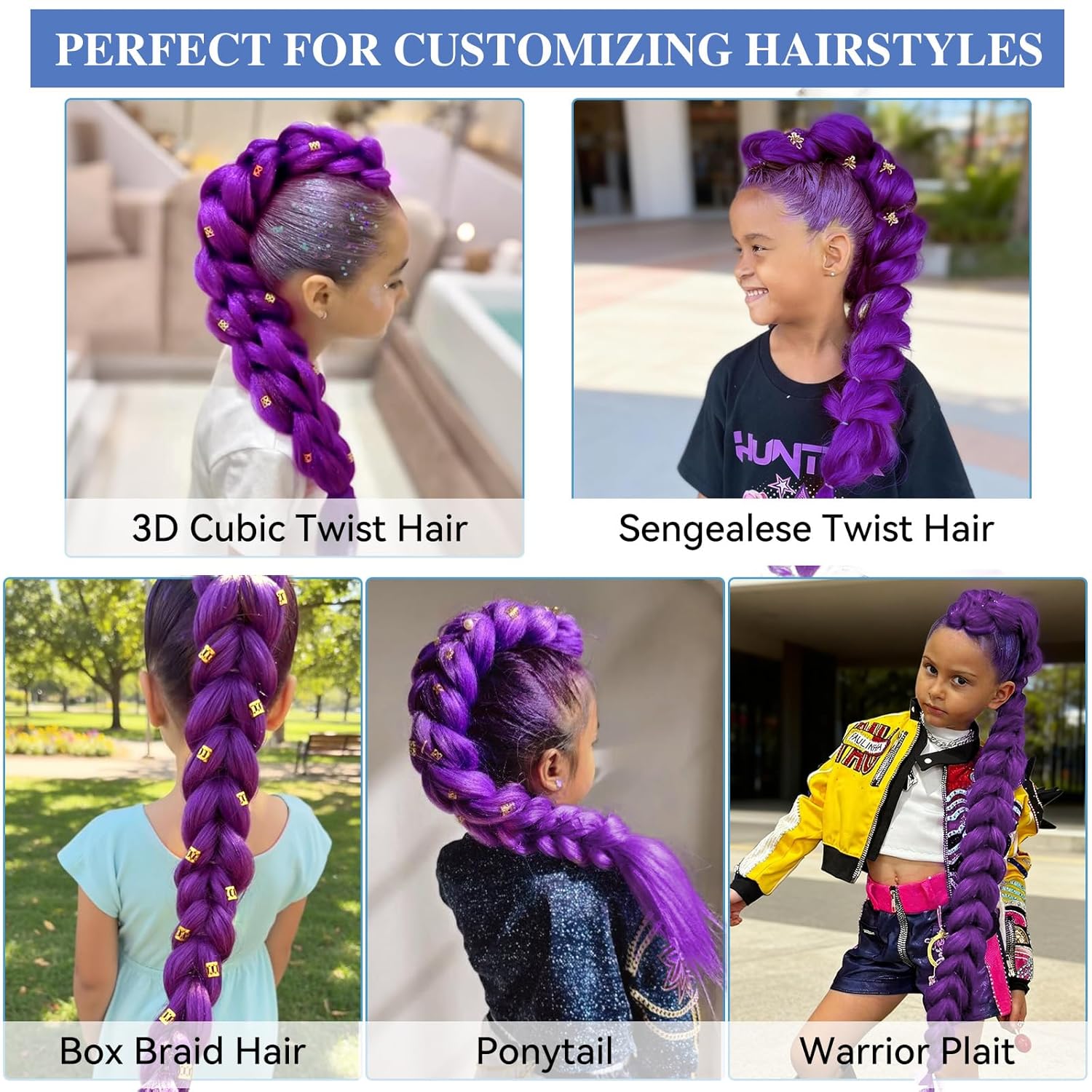 Braiding Hair 24 Inch 3 Packs Pre Stretched Box Braids Colorful Twist Braiding Hair Extensions Synthetic Crochet Braiding ()