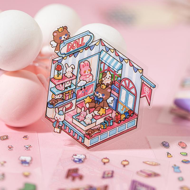 Mini 3D Sticker Scene Set, Sticker Packs, DIY 3D House Stickers for Home Decoration, Relaxing Craft Kit for Adults, Perfect Christmas and Birthday Gift