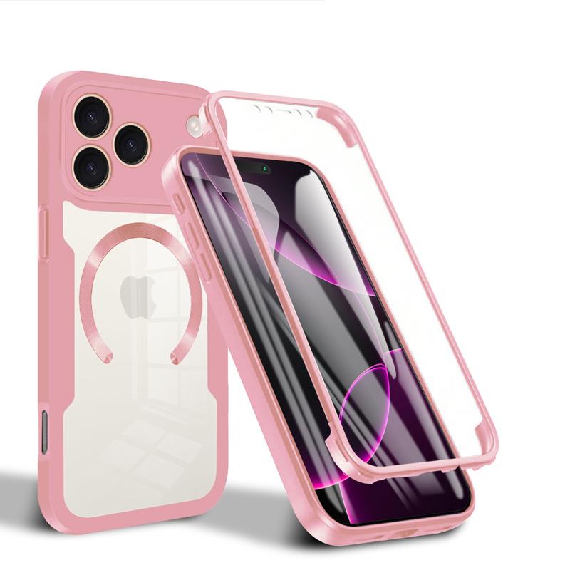 Screen Full Coverage Silicone Case, Ultra-Thin Transparent Magnetic Charging, Anti-Fingerprint Drop Proof Scratch Protection for iPhone