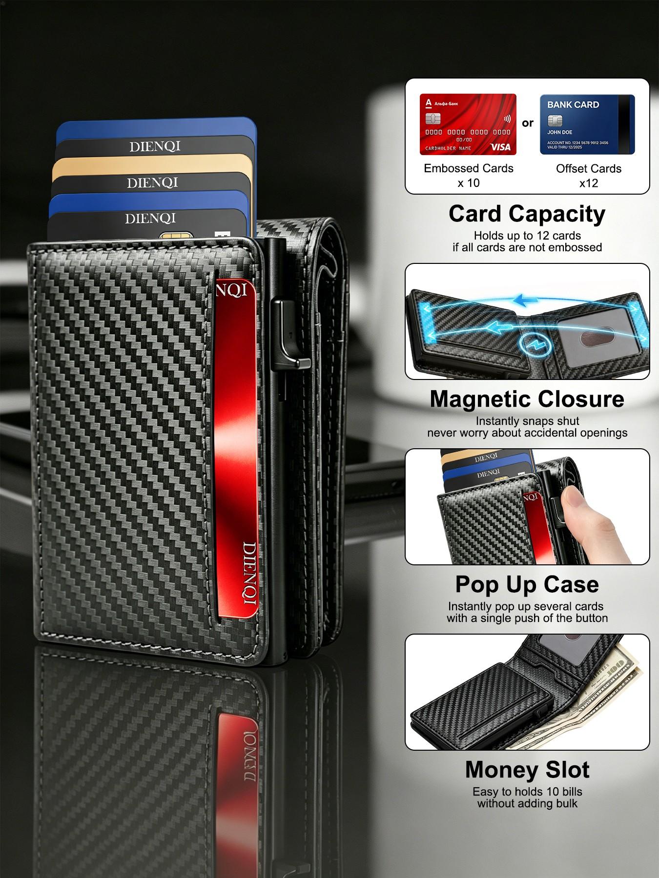Men's Magnetic Wallet Coin Purses RFID Blocking Bank Credit Card Holder Purses Clutch Bag Slim Smart Wallets Man Mini Card Case RFID Protected Wallet