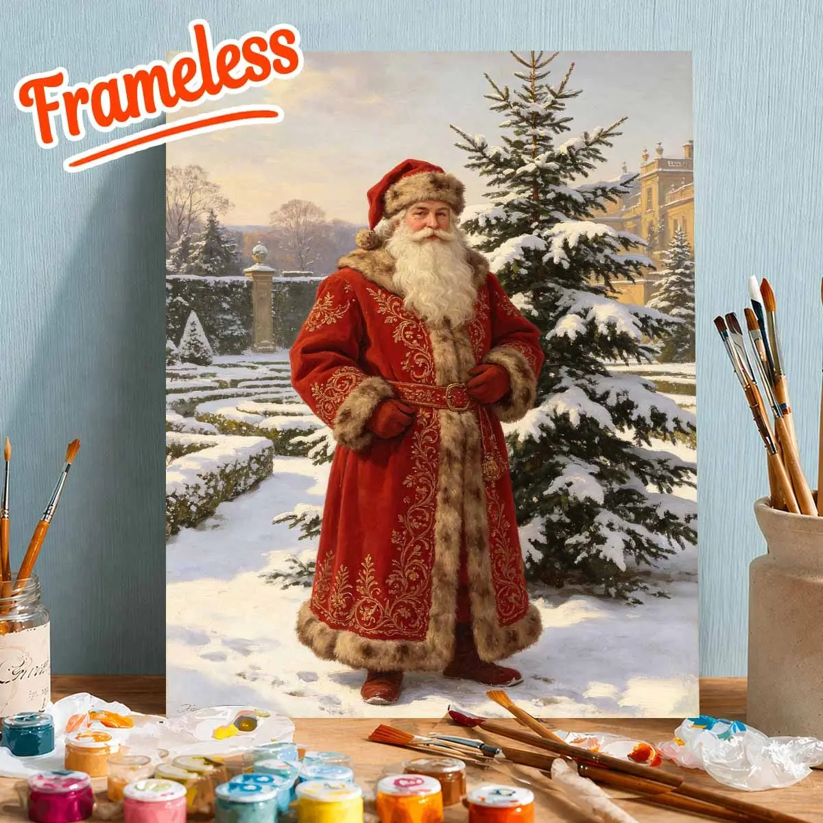 Adult Paint by Numbers Kit for Beginners, Frameless Wall Art Decor, Christmas Decoration, Family Activity, DIY Supplies