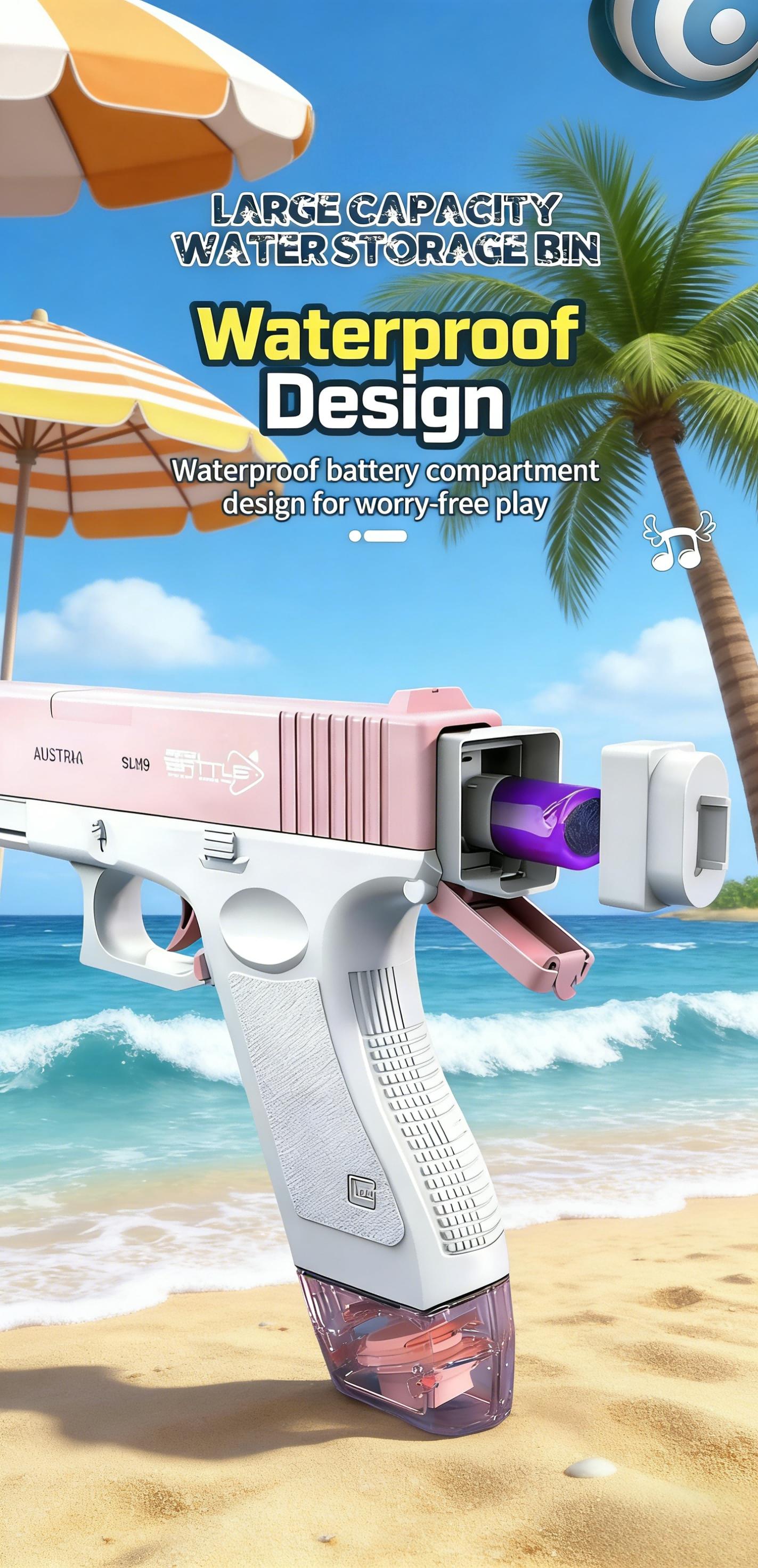 Electric Glock Water Gun, Full-Auto Repeating Water Gun, Large Capacity, Summer Beach Play Toy, Ideal Gift for Kids Who Love Swimming