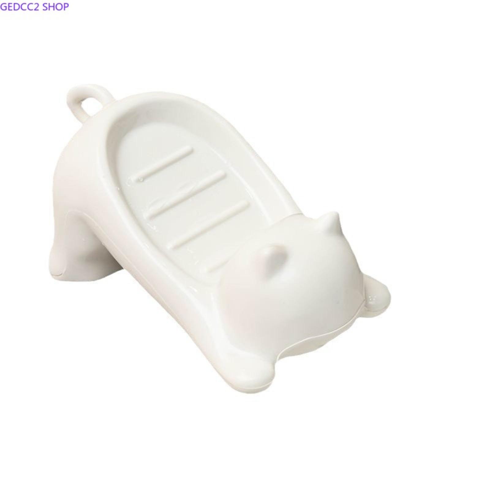 Cute Animal Shape Cat Soap Bar Holder with Drain Tray, Bathroom Accessory Counter Top Sink Storage for Camping & Hiking Hammock Setup, Cat Lover Gift Idea
