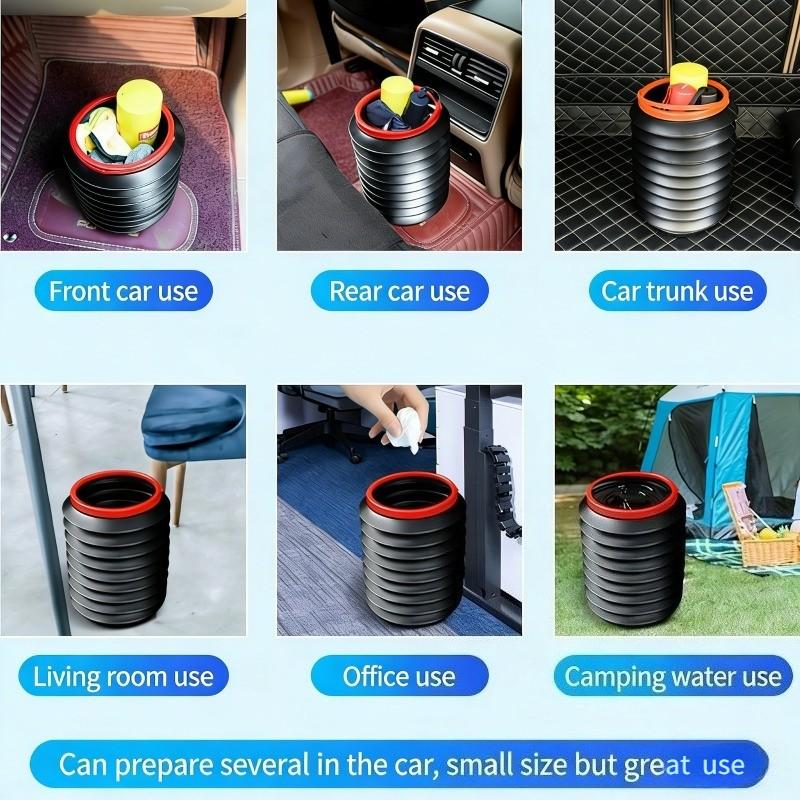 2-Pack 4L Collapsible Car Bucket with Lid, Multifunctional Foldable Trash Can & Storage Bin for Car, SUV, Truck, Camping, Travel, Portable Leakproof Automotive Interior Organizer