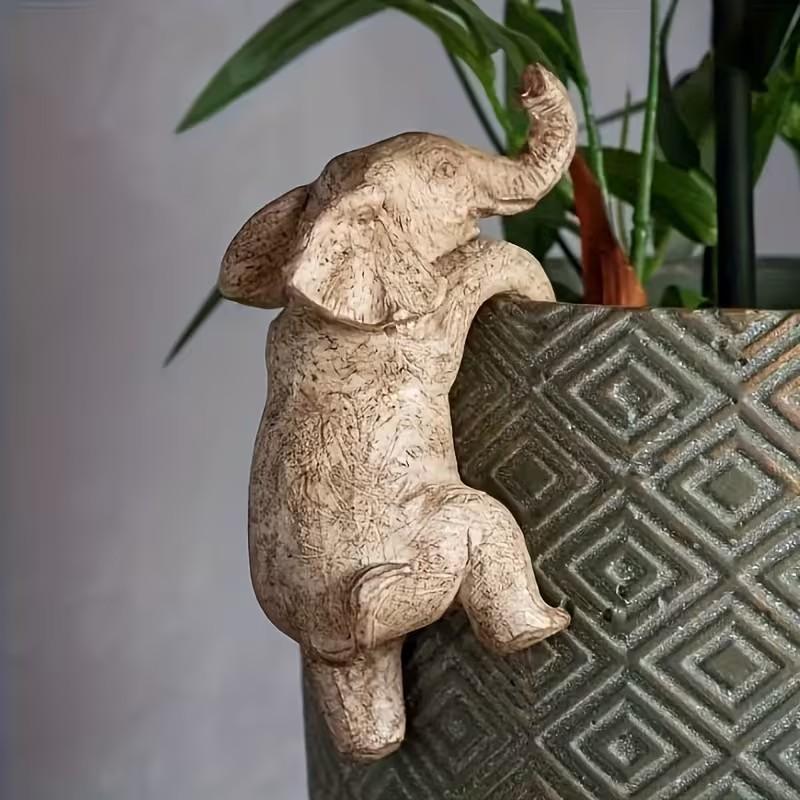 1pc, Hanging Flower Pot Elephant Lover Gift Home Balcony Garden Animal Decoration Sculpture Planter Flower Pot Decoration, Hanging Plant Pot, Hanging Planters, Home Decor