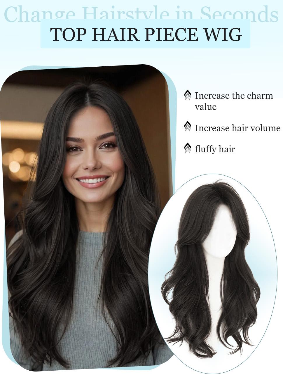 ONLYCUTE Wavy Hair Toppers for Women Synthetic 22 inch Hair Piece Natural Breathable Invisible hair topper for Daily Party Use