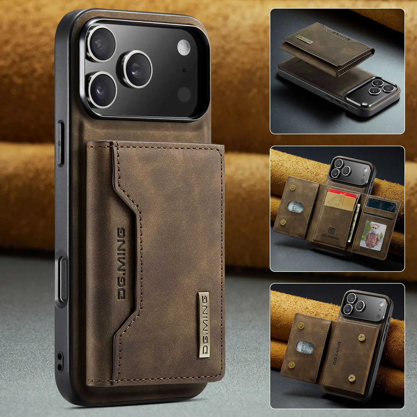 2 in 1 Magnetic Leather Phone Case with Card Holder, Multi Card Position Phone Case, Business Protective Durable Case for iPhone 17 Pro Max 1 7 Air 15 14 13 12 11 2 in 1 Magnetic Leather Phone Case with Card Holder, Multi Card Position Phone Case, Business Protective Durable Case for iPhone 17 Pro Max 1 7 Air 15 14 13 12 11