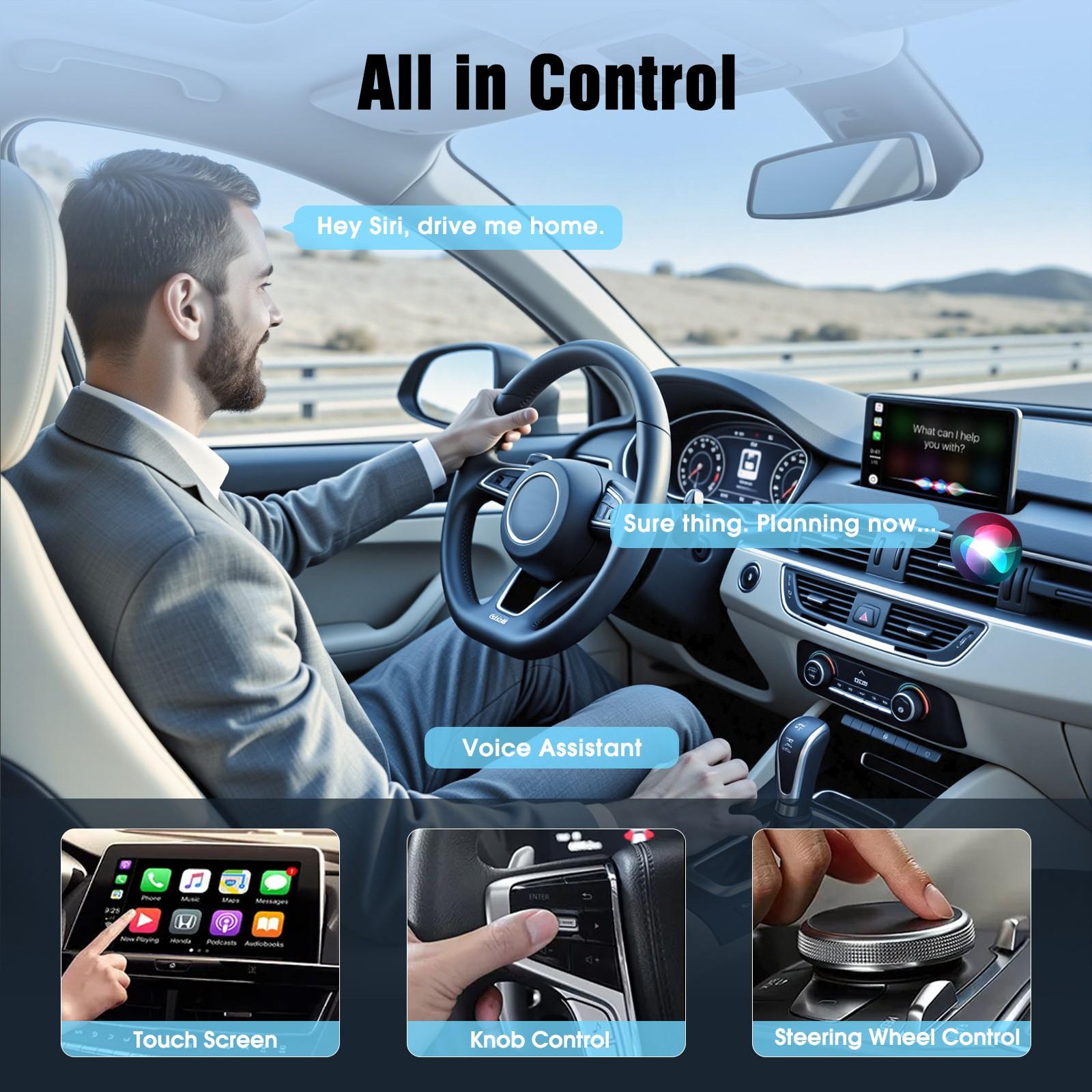 Two-In-One Wireless Carplay & Android Auto Adapter, Plug-And-Play, Fast Automatic Connection, Compact Design, USB/USB-C Ports
