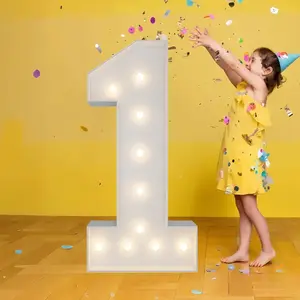 3FT Marquee Numbers, Warm White Light Up Number 1 with Display Board, Marquee Balloon Kit Decorations, DIY Pre-Cut Frames for, 1st Baby Birthday, Anniversary, 21st Milestones