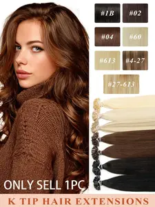 50pcs K Tip Human Hair Seamless Extensions 12-24inch Straight, Natural Looking Hair, Highlight Ash Blonde Mixed Bleach Blonde Real Human Hair for Women Daily life Easy to Wear Human Hair Highlights