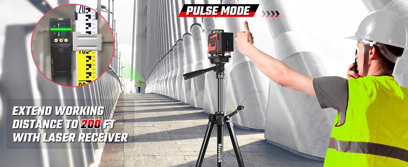 Vervewave Self-Leveling Laser Level MW316G-T with Tripod 4x360° Green Line Rechargeable Battery Remote Control Touch Operation for Picture Hanging Tiling DIY Projects Portable Bag Included