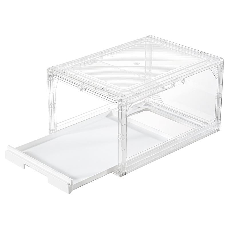 Baseball Cap Storage Box Set, Transparent Hat Organizer Case with Drawer & Sliding Tray, Stackable Display Rack Holds Up to 12 Caps