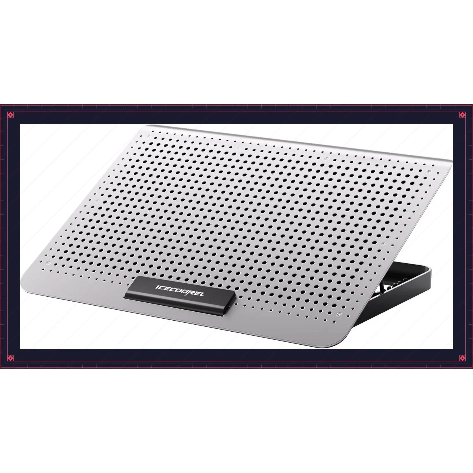 Aluminum Laptop Cooling Pad, Laptop Cooler Stand with 7 Height Adjustable, Laptop Fan Cooling Pad for Laptop 12-15.6 Inch, Notebook Cooler Pad with Two USB Port (Silver)Gift