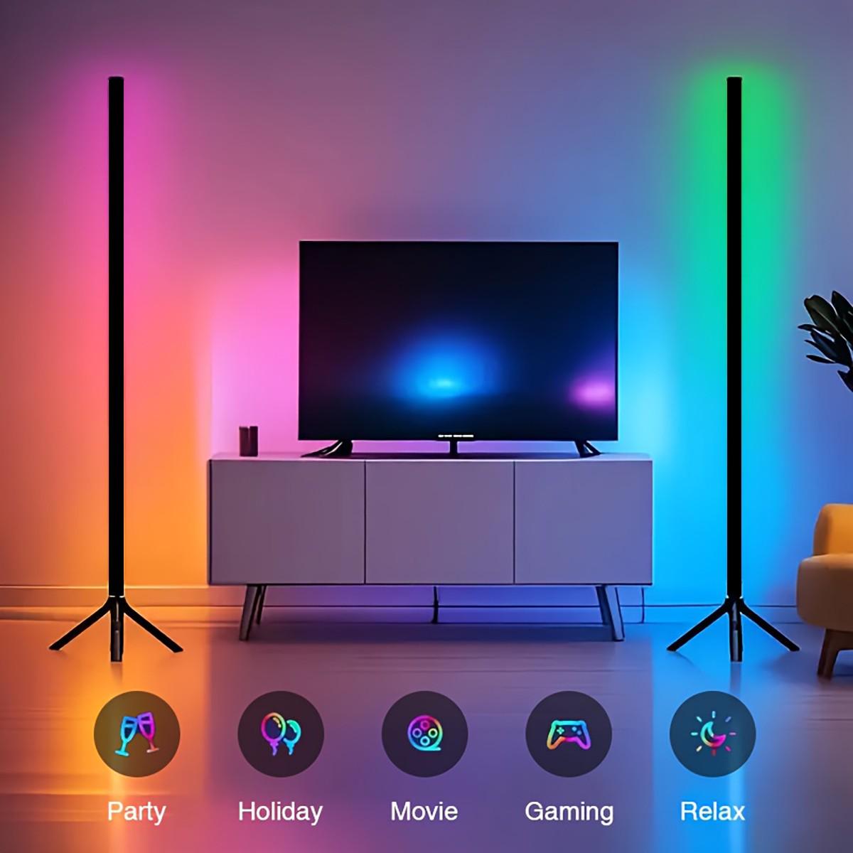 39.37 Inch Floor Standing Ambient Light, Rgbw LED Strip, Button Control, Music Sync, Multi-Color Scenes, USB Powered, Ideal for Bar, Bedroom, Party Decor
