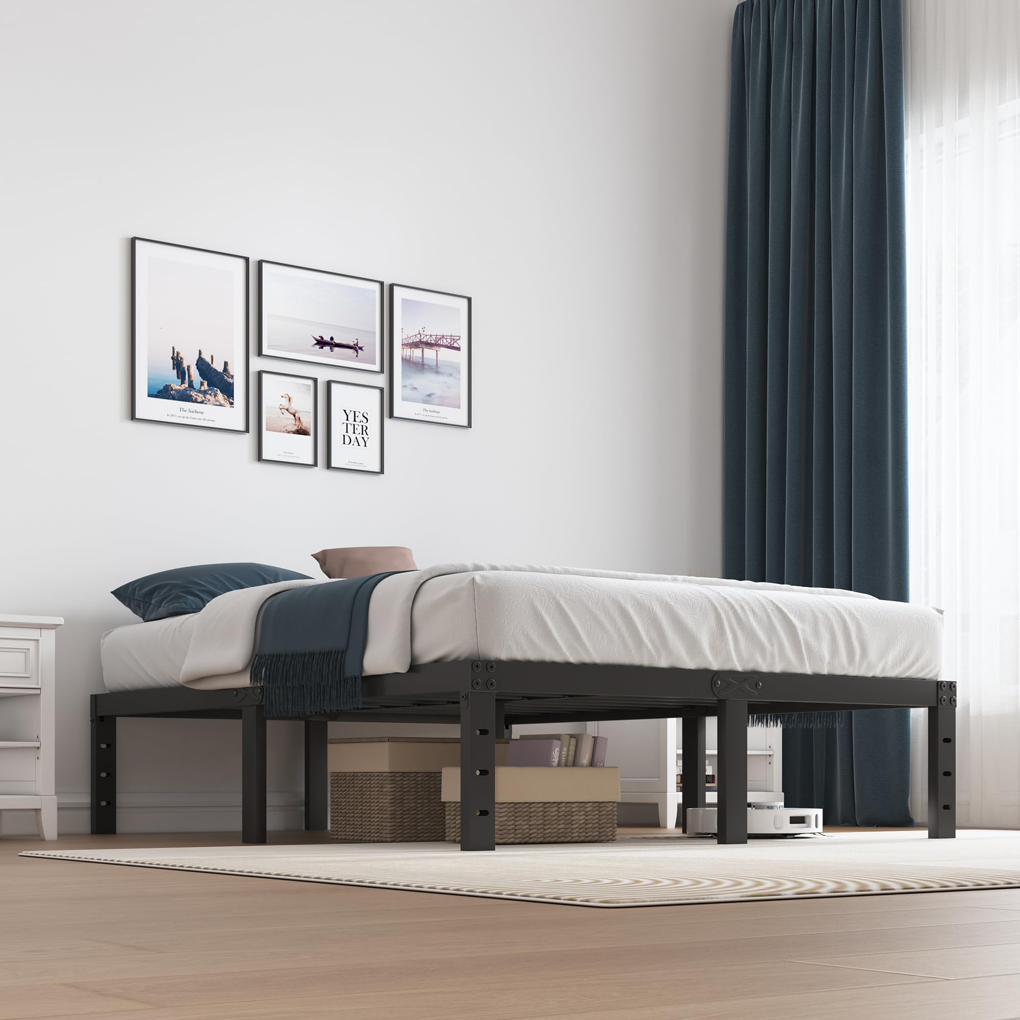 Edenza1-Twin Bed Frames, 16 Inch Heavy Duty Metal Platform Bed Frame Twin Size Support Up to 3500 lbs, No Box Spring Needed/No Shaking/Steel Slat Support/Noise Free/Easy Assembly Heavy Duty Queen Size Metal Bed Frame affordable  bed  frame