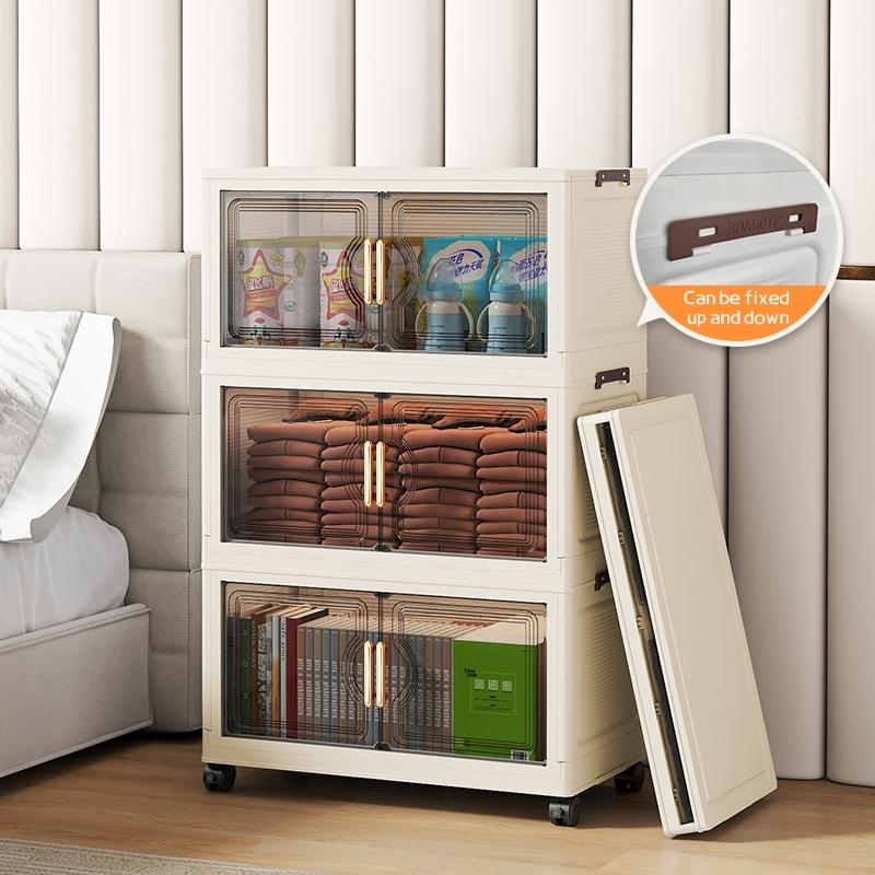 46cm*27cm Plastic Storage Cabinet, 2-6 Layers, Bedroom Closet Organizer, Kids Snack Storage, Durable, Mobile with Wheels, Space-Saving, Modern Design