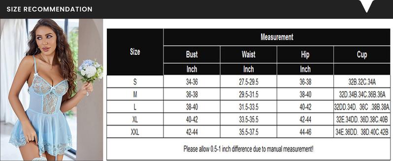 Avidlove Lingerie for Women Deep V Neck Lace Mesh Chemise Boudoir Nighty with Garter Belt