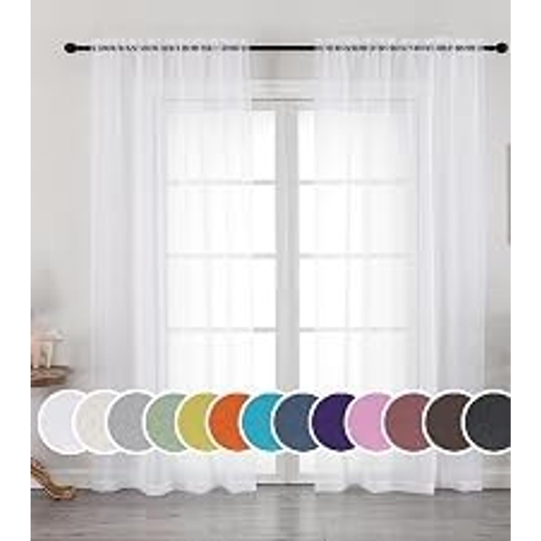 White Pinch Pleated Sheer Curtains 96 Inches Long, Light Filtering Window Treatments for Bedroom & Living Room, Modern Solid Drapes, 40x96 Inch PanelGift