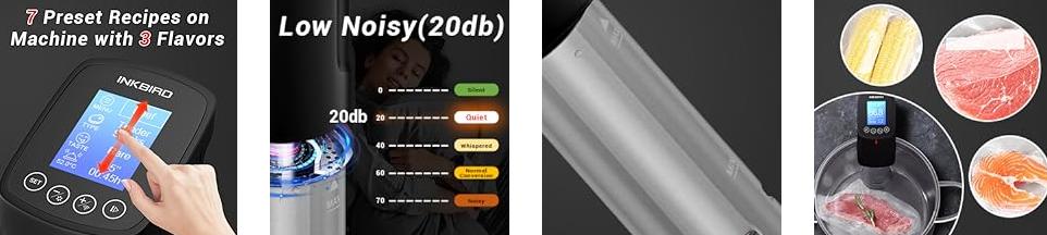 Inkbird WIFI Low Temperature Cooking Machine, Immersion Loop, Suitable for Low Temperature Cooking of Meat and Vegetables, Ultra Silent and Fast Heating, Comes with APP Recipe Timer Alarm Clock, Mobile Notification, Gift Creativity, Kitchen Tools