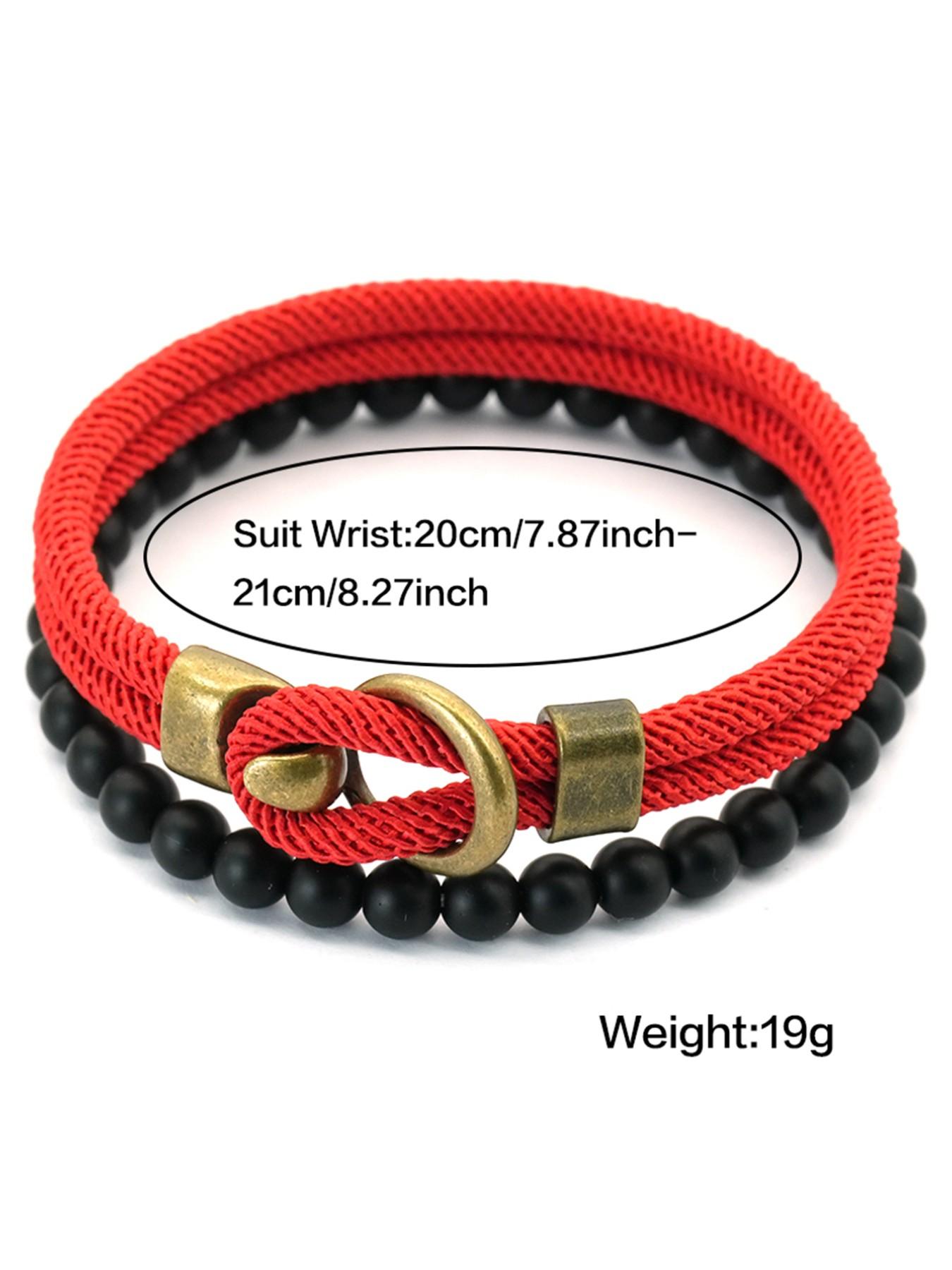 Men's Jewelry Set, Vintage Beaded Bracelet & Hand Rope, 2-Piece Men's Accessory Collection, Stylish Fashion Accessories