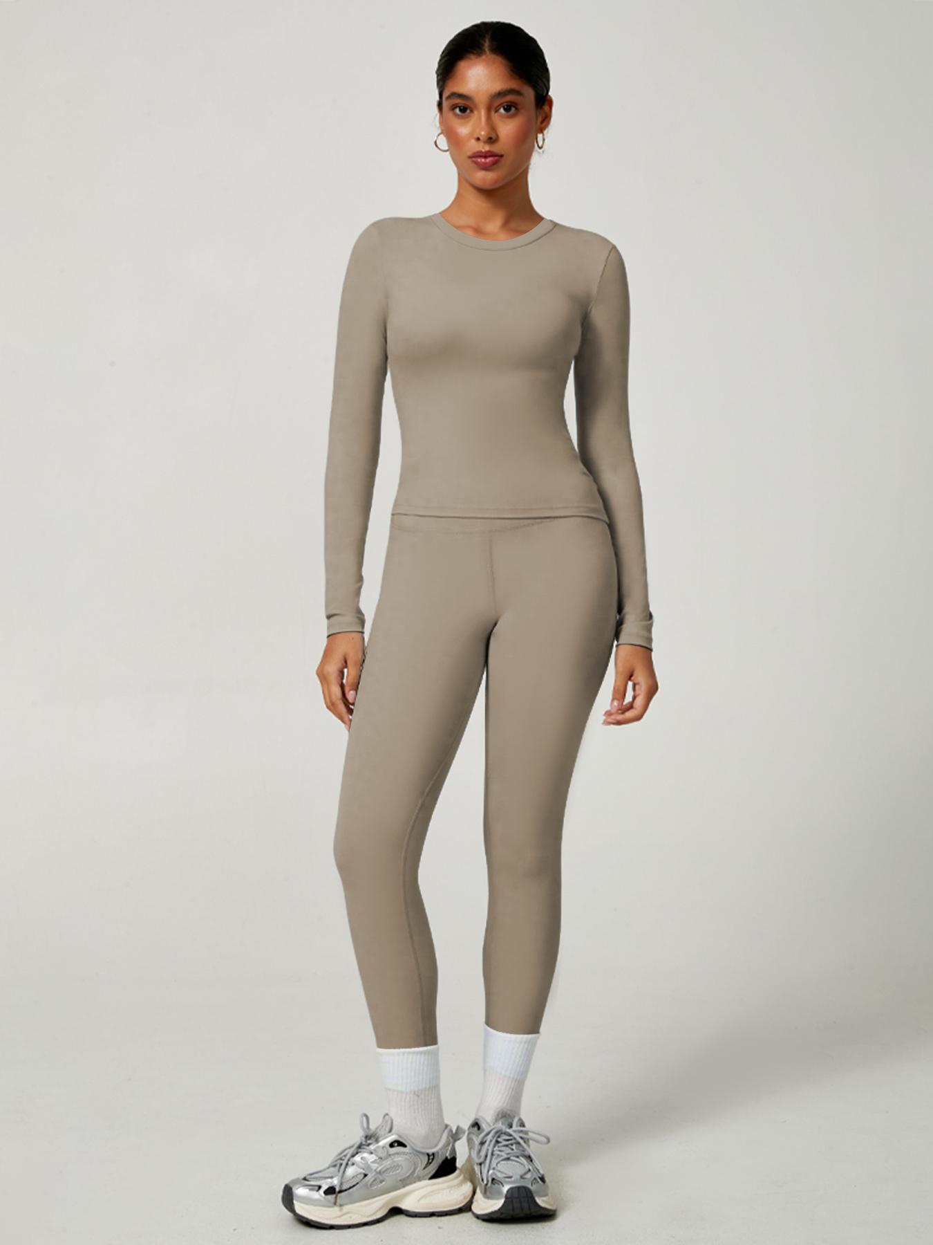 Women's Sporty Solid Color Top & Pants Set, Comfortable Tee & Slim Fit Leggings, Ideal for Daily Yoga & Fitness Activities