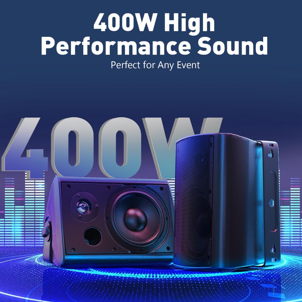 Herdio 6.5-inch Outdoor Wired Speakers with Bluetooth Amplifier Waterproof Wall Mount Sound System for Patio, Deck, Porch (2 Pair Black/White) Herdio 6.5-inch Outdoor Wired Speakers with Bluetooth Amplifier Waterproof Wall Mount Sound System for Patio, Deck, Porch (2 Pair Black/White)