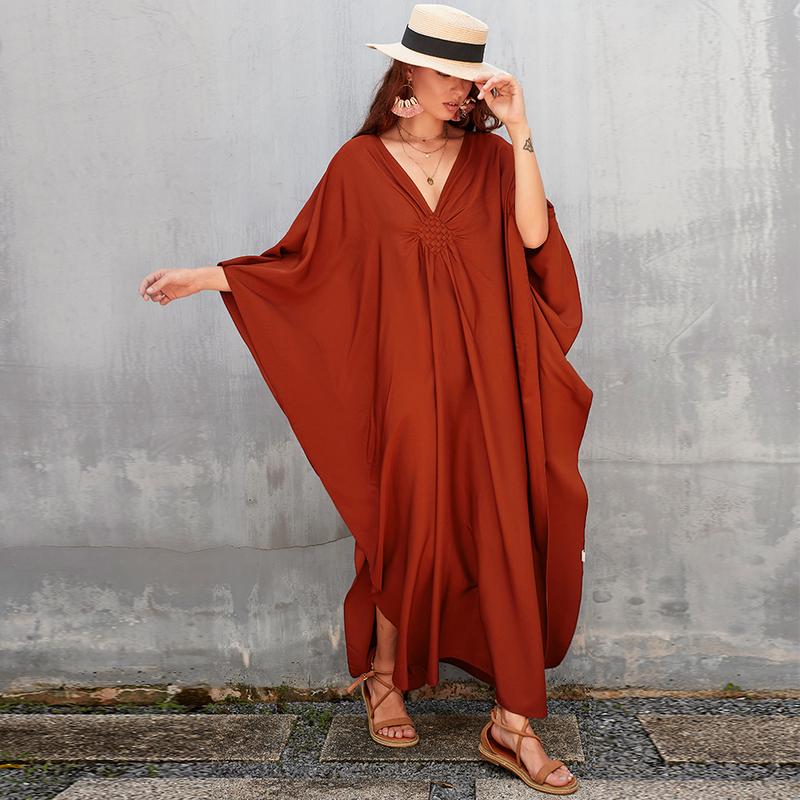 Bsubseach Women Ethnic Print Kaftan Dress , Plus Size All Over Print  TunicDress, Boho Casual V Neck TunicDress for Women, Women's Plus Cover Up,Mrs. Roper Kaftan ，bubu，mumu，Casual Womenswear Maxi Modesty Muslim Clothing Baggy