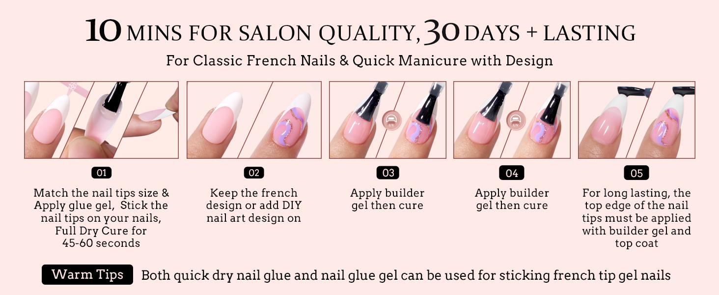 BTArtboxnails XCOATTIPS Press on Nails - 150pcs Pink Short Square or Almond or Coffin French Tips, Pink Soft Gel False Nail, Soak Off Acrylic Fake Nails Extensions Bfsfj-L-Kit-Pink