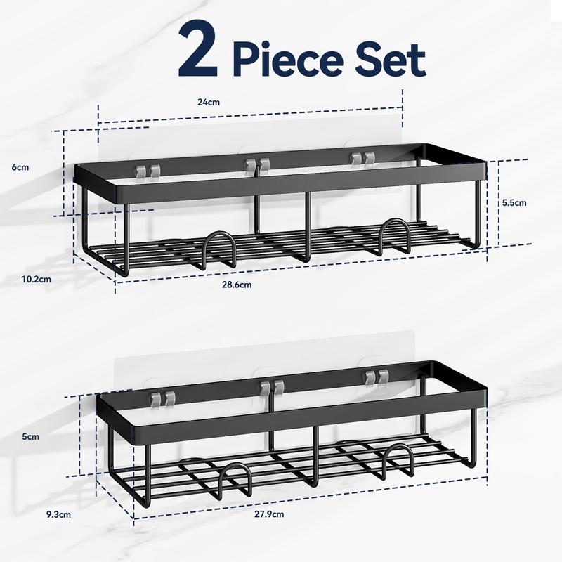 YASONIC  Shower Caddy, 5 Pack Black bathroom accessories, wall organizer, No Drill Bathroom Shower Organizers With Removable Hooks, Rust Proof Shower Shelves For Inside Shower, free wall mountshower organizer