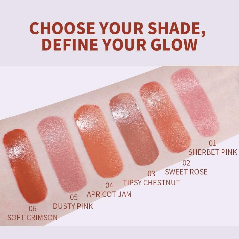 Creamy blendable water-glow Korean style blush stick, ultra-smooth liquid blush, naturally brightens skin tone, silky and soft texture, pure and seductive dewy skin