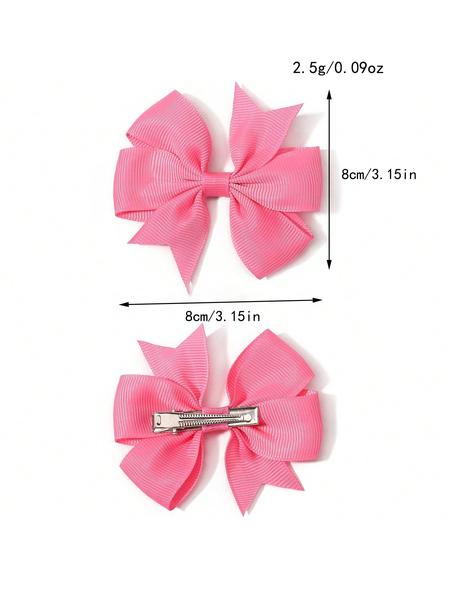 Random Color Bow Decor Hair Clip Set (20pcs), Cute Colorful Hair Accessories for Girls, Simple Style Plain Color Hair Clip for Daily Use