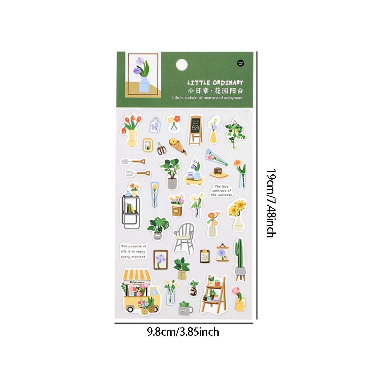 Cartoon Daily Life Series Sticker Packs, 4 Sheets/set Mixed Pattern Self Adhesive Decal, DIY Creative Paster for Gifts Bottle Scrapbook Phone Case Guitar