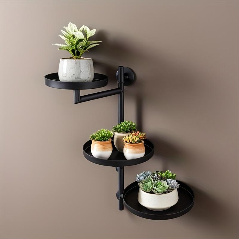 Wall Mounted Plant Shelf, 1 Count 3-layer Rotatable Plant Stand, Multipurpose Plant Display Rack, Home Organizer for Living Room Balcony Garden